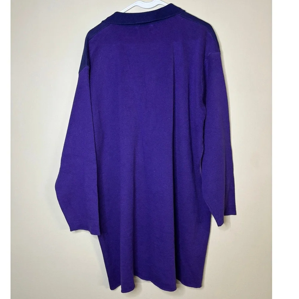 Susan Graver Style Purple Colorblock Longline Cardigan‎ Sweater New Womens Sz 3X